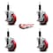 Service Caster 4'' Red Poly Swivel 1'' Expanding Stem Caster Set with Brake, 4PK SCC-EX20S414-PPUB-RED-TLB-1-4 - alternate 4